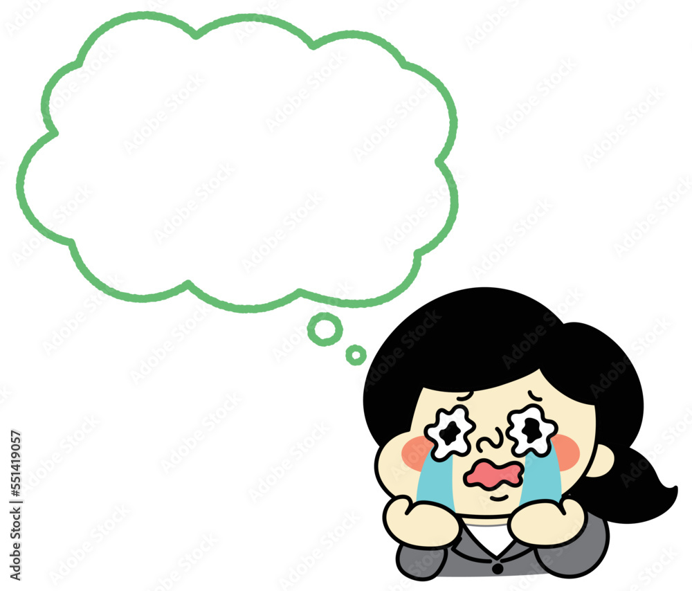 ふきだし 涙を流して号泣するコミカルな女性キャラクターイラスト素材 ビジネス ふきだし 涙を流して号泣するコミカルな女性キャラクターイラスト素材 ビジネス
