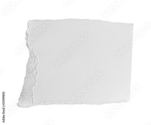 White ripped piece of paper isolated on transparent background PNG file