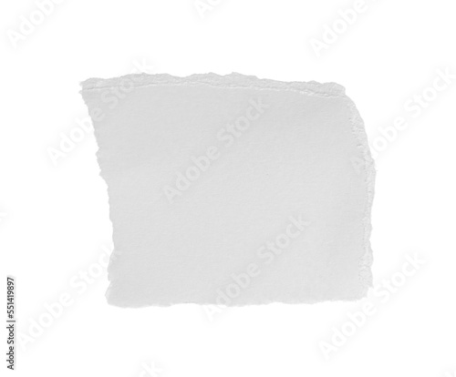 White ripped piece of paper isolated on transparent background PNG file