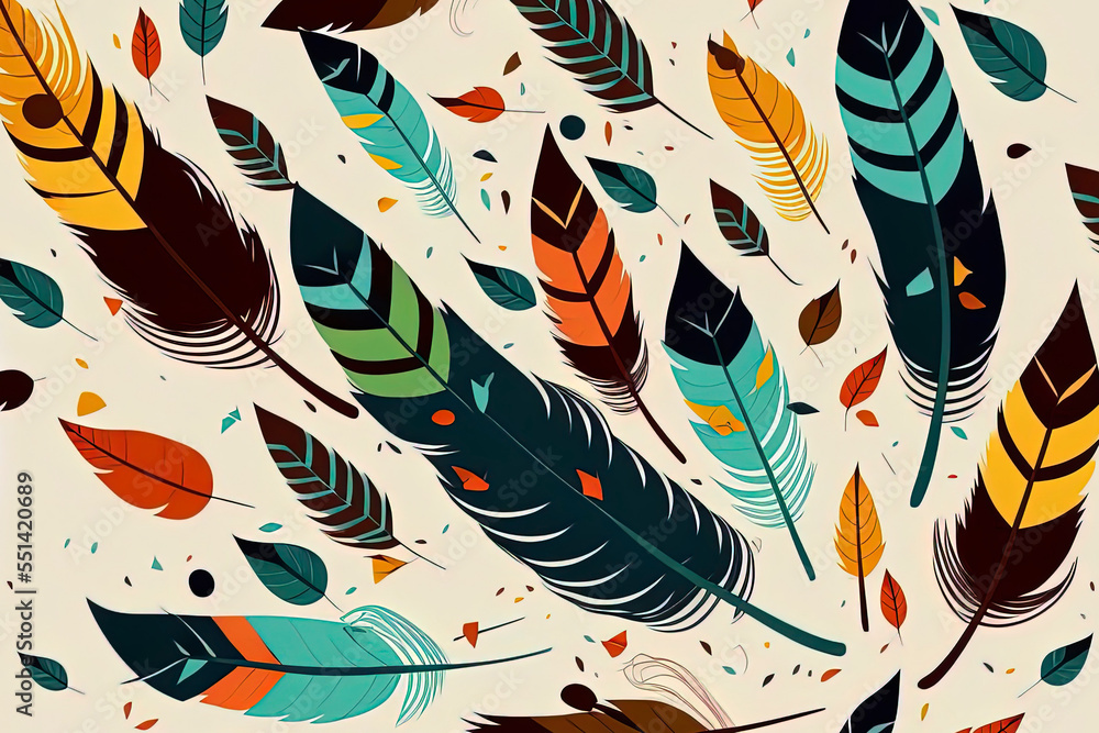 Naklejka premium Feathers art, background with feathers floating in the air.
