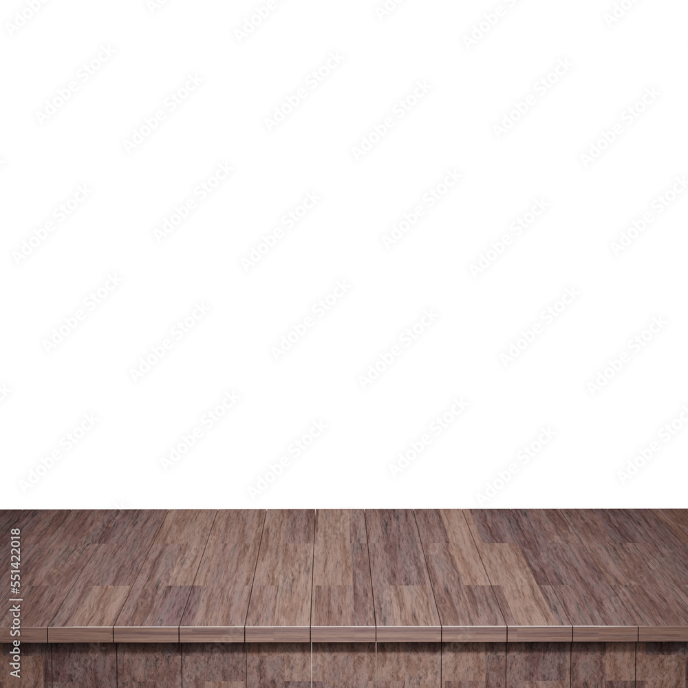 Wooden table foreground, wood table top front view 3d render isolated Wooden table foreground, wood table top front view 3d render isolated