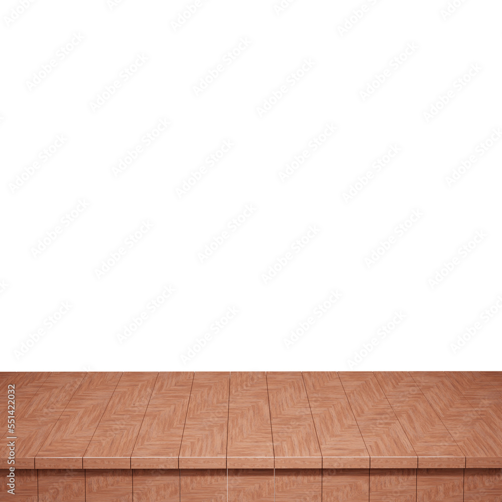 Wooden table foreground, wood table top front view 3d render isolated Wooden table foreground, wood table top front view 3d render isolated