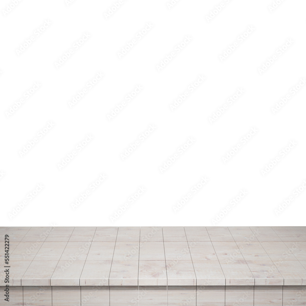 Wooden table foreground, wood table top front view 3d render isolated Wooden table foreground, wood table top front view 3d render isolated