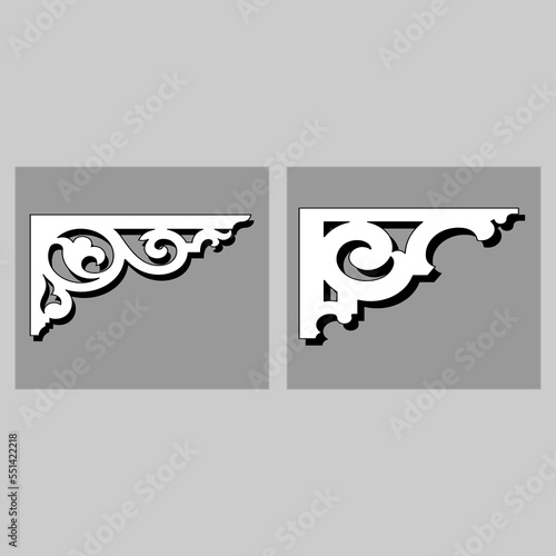 Craftsman Bracket cornice pieces for decorating or shelves. Decoration vector design for cutting on CNC or laser cut on wood corner design sample. wood corner home decoration
