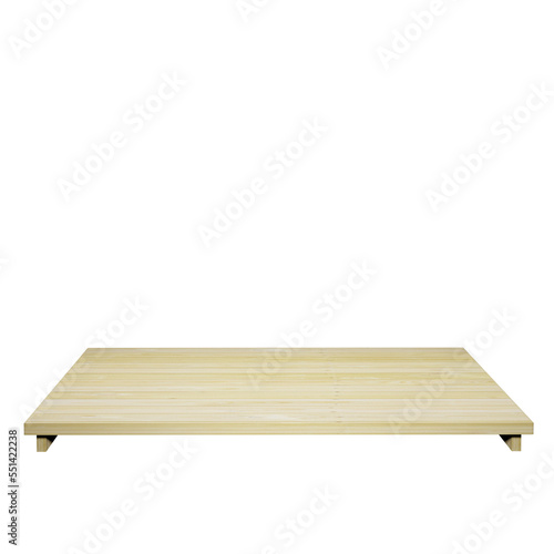 wood table top front view 3d render isolated