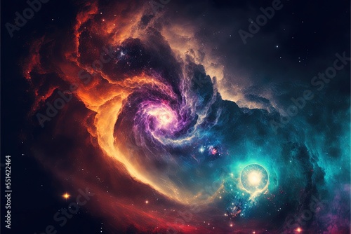 Colorful night sky space. nebula and galaxies in space. astronomy concept background. © vuang