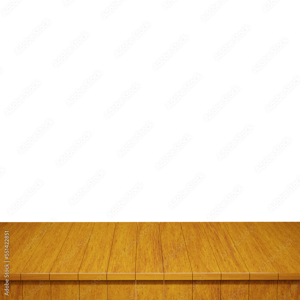 Wooden table foreground, wood table top front view 3d render isolated Wooden table foreground, wood table top front view 3d render isolated