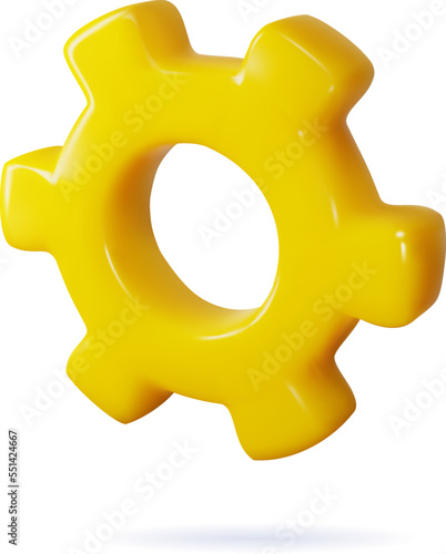 3d gear cog icon for repair system settings, software configuration. Vector render illustration, isolated on white background