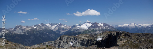 Panorama of the Canadian Rocky Mountains from Whistler, British Columbia.