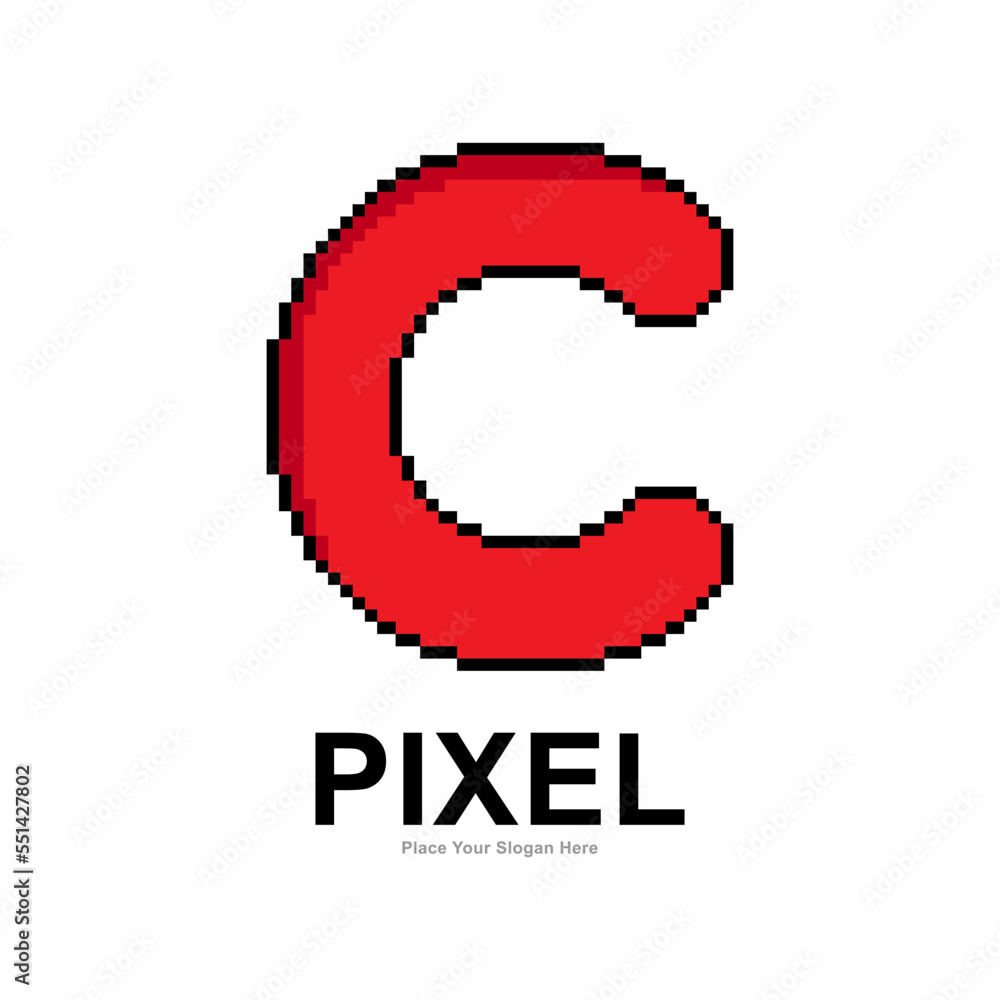 Letter C pixel digital vector logo template. Suitable for business ...