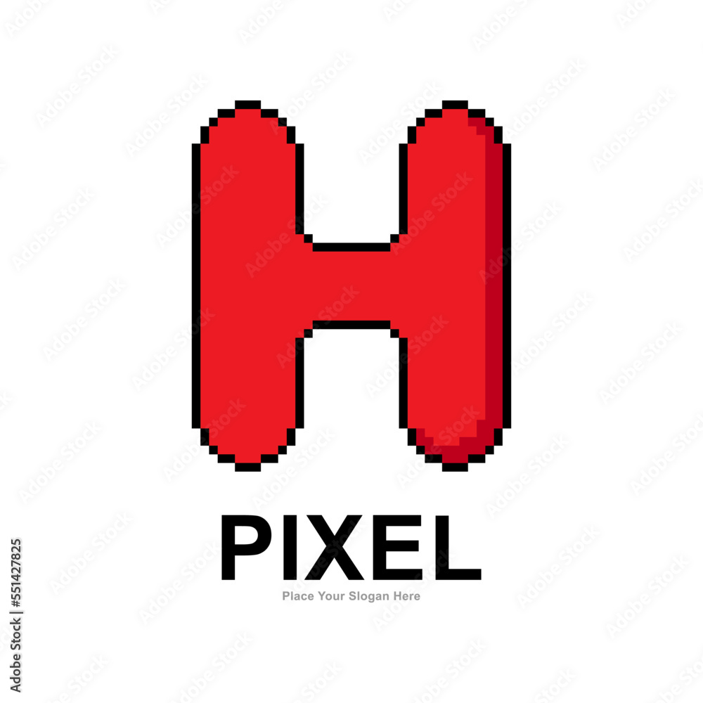 Letter H pixel digital vector logo template. Suitable for business, technology, initial name, card, poster, and futuristic symbol Letter H pixel digital vector logo template. Suitable for business, technology, initial name, card, poster, and futuristic symbol