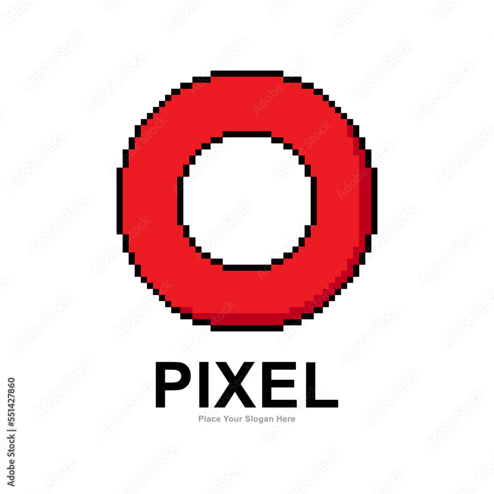 Letter O pixel digital vector logo template. Suitable for business, technology, initial name, card, poster, and futuristic symbol