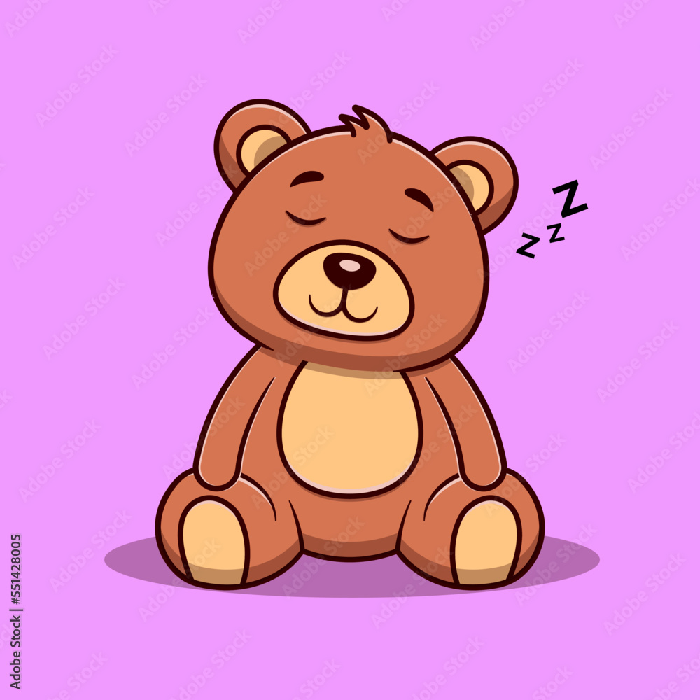 Obraz premium Cute bear sleeping cartoon vector icon illustration. Animal icon concept isolated vector. Flat cartoon style