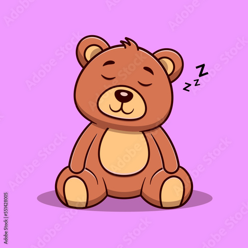 Cute bear sleeping cartoon vector icon illustration. Animal icon concept isolated vector. Flat cartoon style