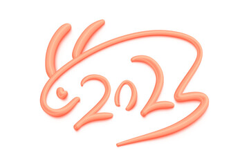 2023 Rabbit Lunar year symbol,Chinese Zodiac of Rabbit Year.