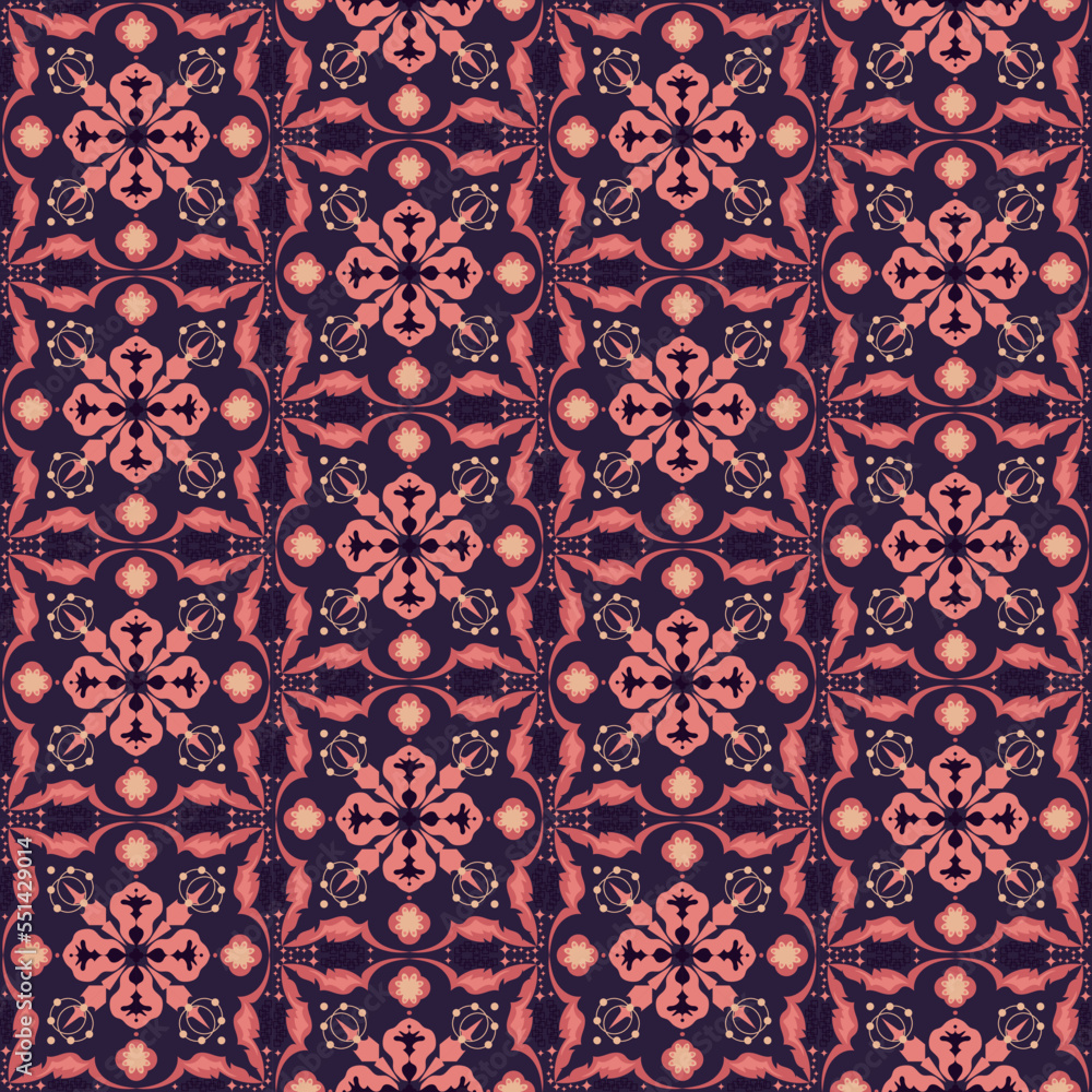 Fototapeta premium Floral Seamless Pattern Background Garden Nature Damask Aboriginal Ornament Art