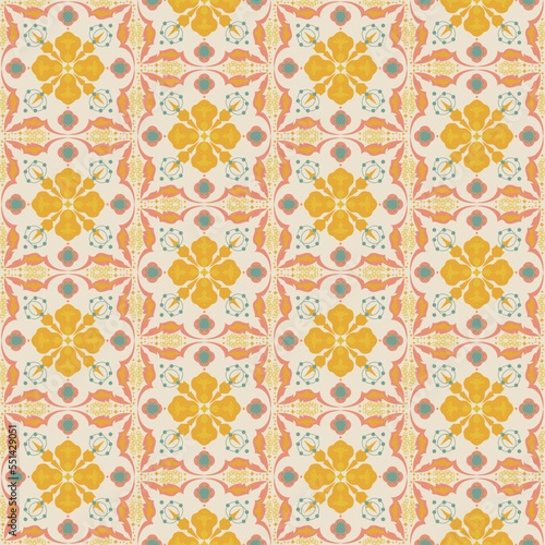 Floral Seamless Pattern Background Garden Nature Damask Aboriginal Ornament Art