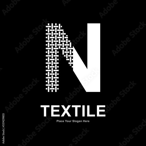 Letter N textile pattern and sewing logo vector template. Suitable for business, textile fabric, initial name, fashion, and knitting