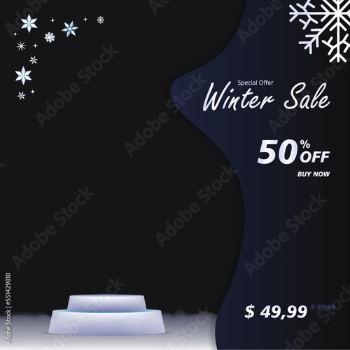 winter blank product dark blue color, for social media