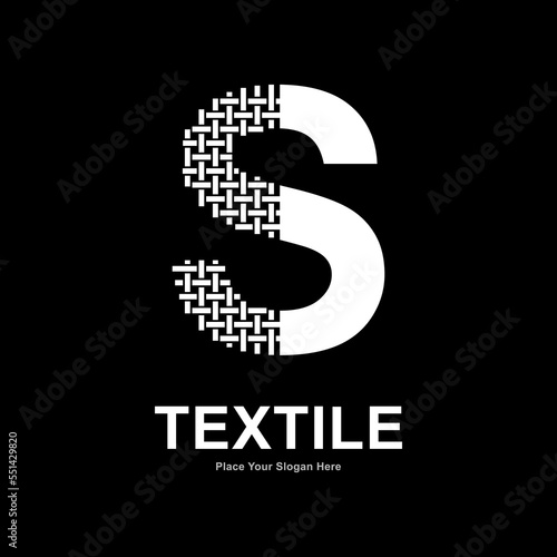 Letter S textile pattern and sewing logo vector template. Suitable for business, textile fabric, initial name, fashion, and knitting