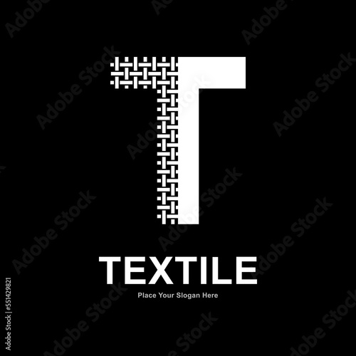 Letter T textile pattern and sewing logo vector template. Suitable for business, textile fabric, initial name, fashion, and knitting