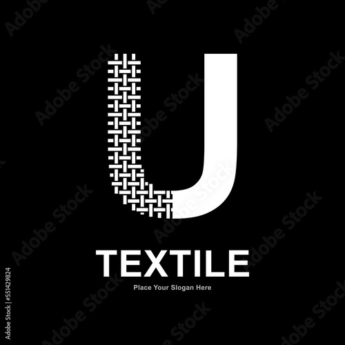 Letter U textile pattern and sewing logo vector template. Suitable for business, textile fabric, initial name, fashion, and knitting