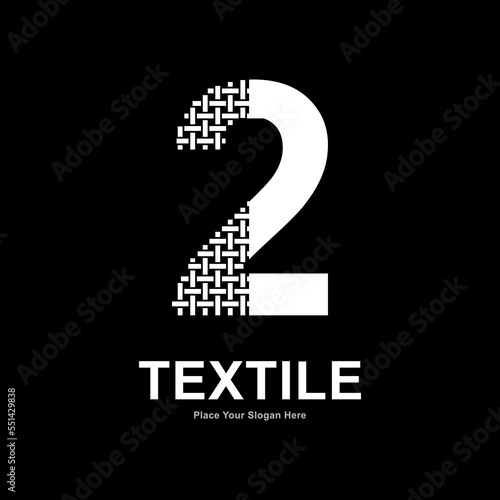 Number 2 textile pattern and sewing logo vector template. Suitable for business, textile fabric, initial name, fashion, and knitting