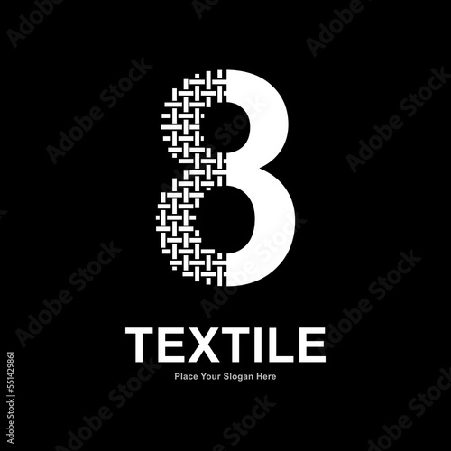 Number 8 textile pattern and sewing logo vector template. Suitable for business, textile fabric, initial name, fashion, and knitting