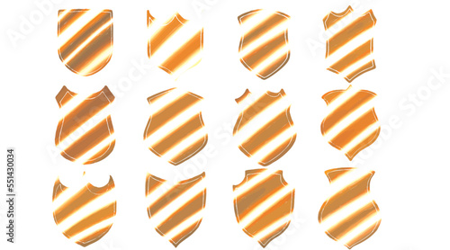 バッジ　シールド　銅　イラスト　セット