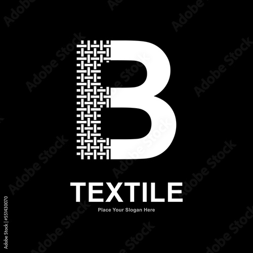 Letter B textile pattern and sewing logo vector template. Suitable for business, textile fabric, initial name, fashion, and knitting