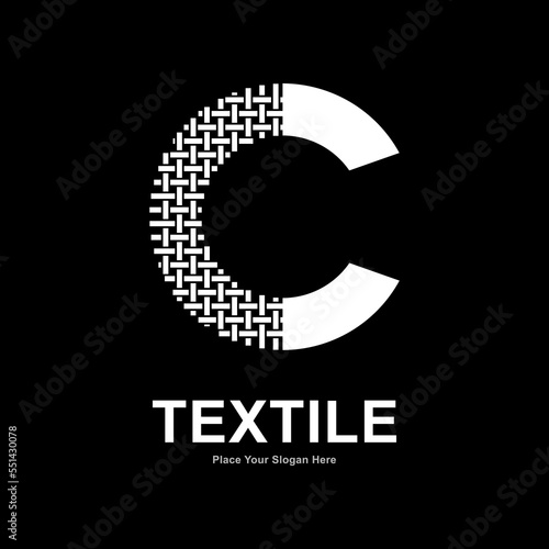 Letter C textile pattern and sewing logo vector template. Suitable for business, textile fabric, initial name, fashion, and knitting