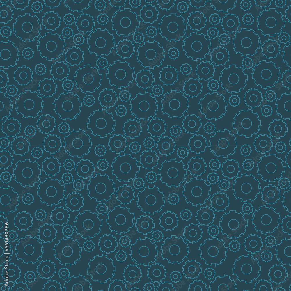 mechanical gears outline drawing sketch doodle seamless pattern background