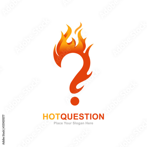 Hot question vector logo template. Suitable for business, education and question mark