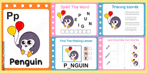 worksheets pack for kids with Penguin. fun learning for children