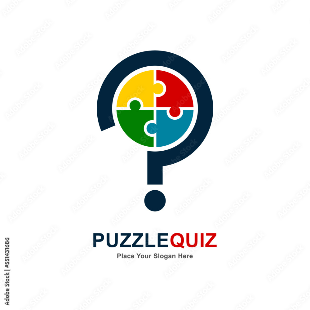 Obraz premium Puzzle vector logo template. Suitable for business, game, question mark