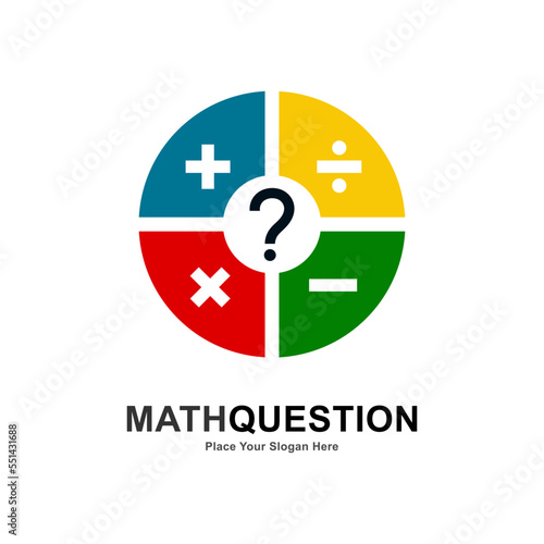 Mathematic question vector logo template. Suitable for business, education, quiz and math symbol.