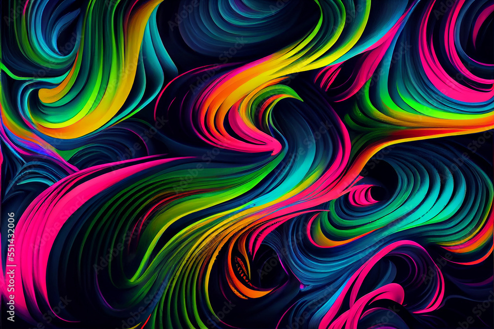 Neon waves of oil paint Neon waves of oil paint