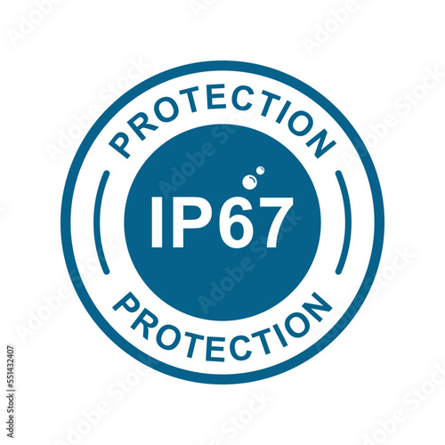 ip67 protection logo badge vector template. Suitable for product label photo