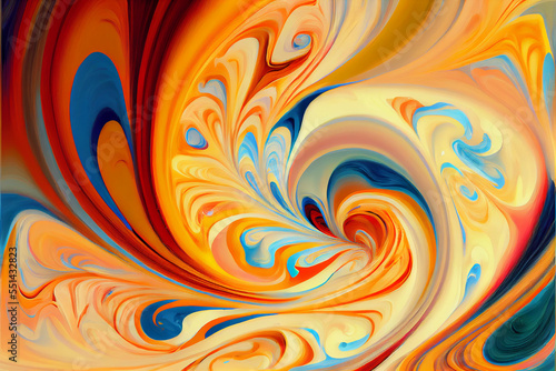 Swirls of colorful oil paint pattern 