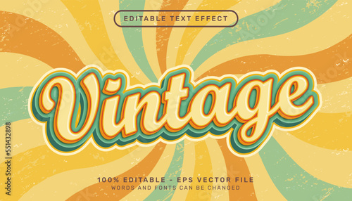 vintage retro color 3d text editable text effect	