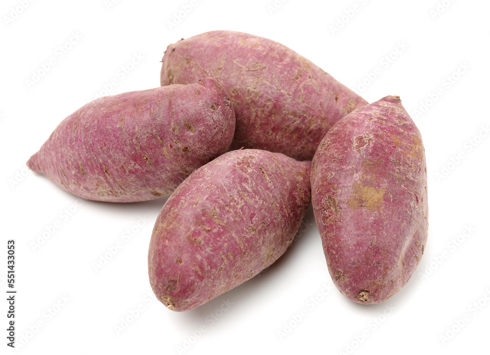 Purple Colored Sweet Potatoes on White background Purple Colored Sweet Potatoes on White background