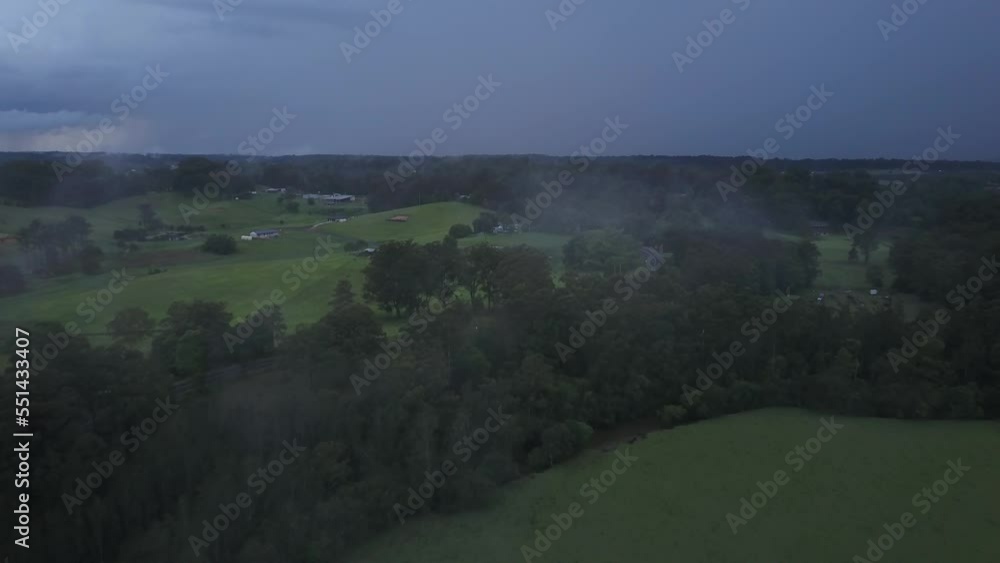 Nambucca Valley on cloudy day, New South Wales in Australia. Aerial forward Nambucca Valley on cloudy day, New South Wales in Australia. Aerial forward