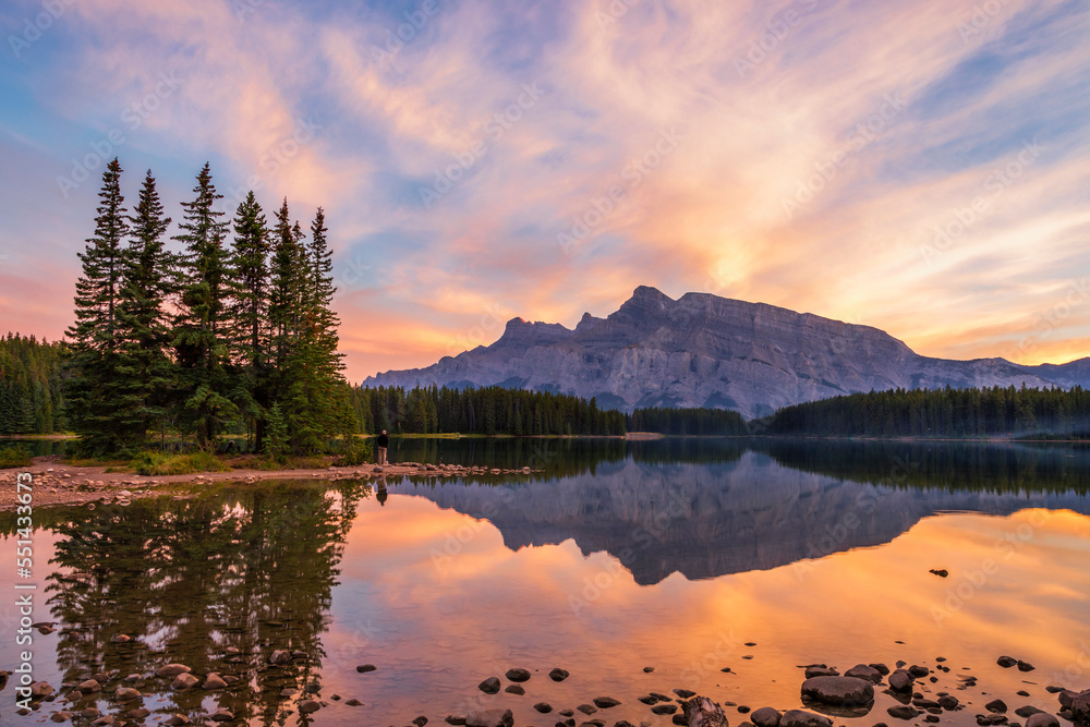 Mount Rundle and Two Jack Lake at Canada's Banff National Park