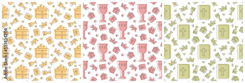 Set of Happy Epiphany Day Seamless Pattern Design Christian Festival to Faith in Template Hand Drawn Cartoon Flat Illustration