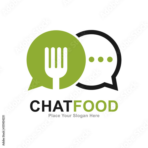 Chat food logo template vector. Suitable for business, web, food, and media social