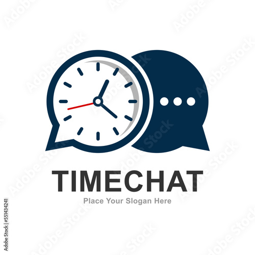 Time chat logo design vector. Suitable for business, time symbol and social media