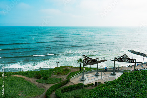 View of the coast of the sea in Lima Peru
