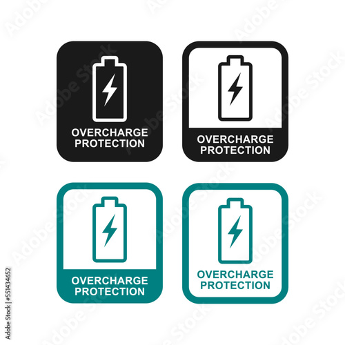 overcharge protection template logo badge. Suitable for product label photo