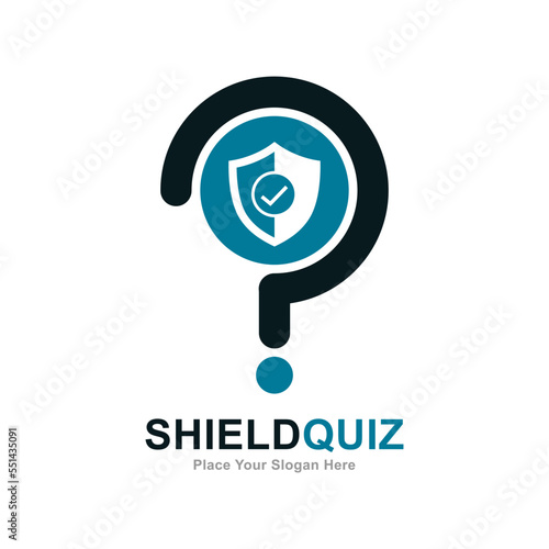 Shield question logo template vector. Suitable for business, technology and question mark