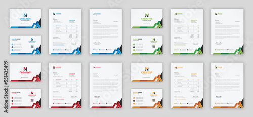 Corporate branding identity design includes Business Card, Invoices, Letterhead Designs, and Modern stationery packs with Abstract Templates	